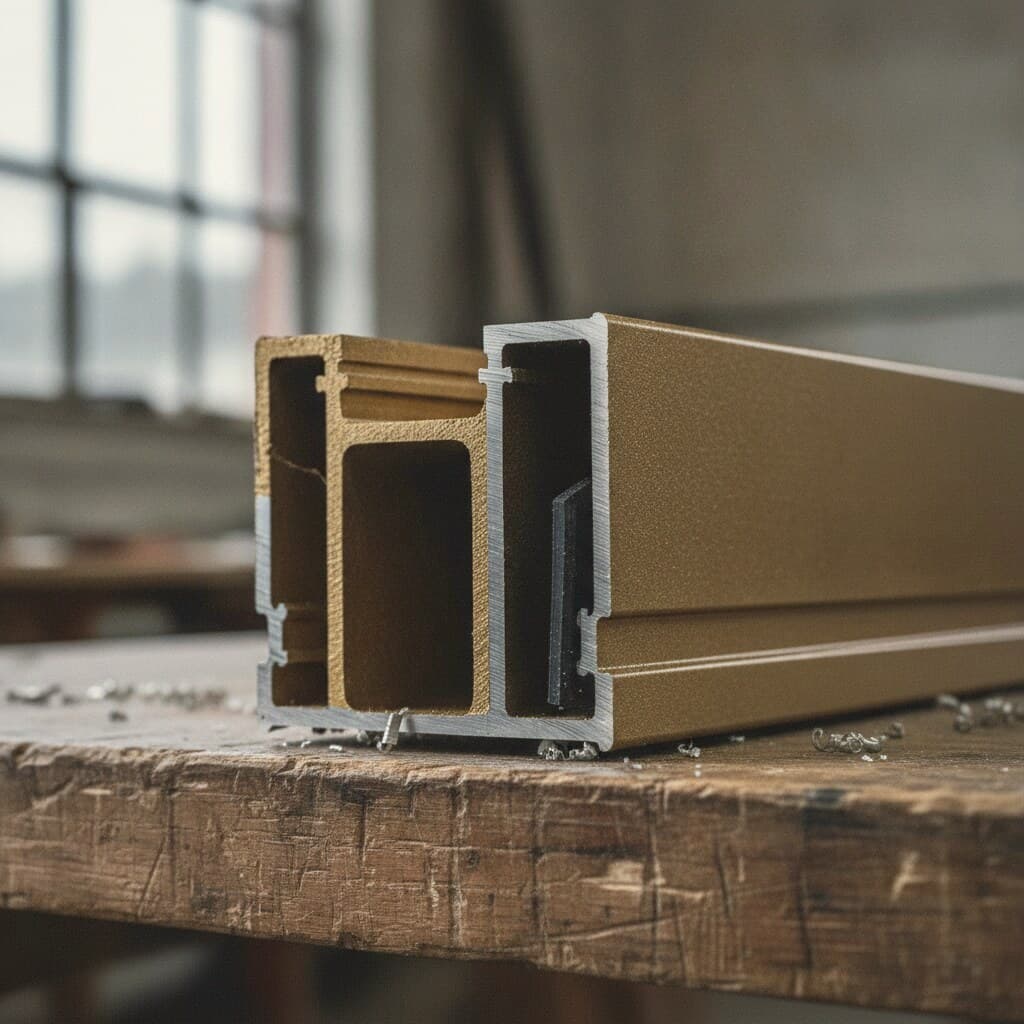 Querschnitt eines Aluminium-Sparrens mit Dichtung
