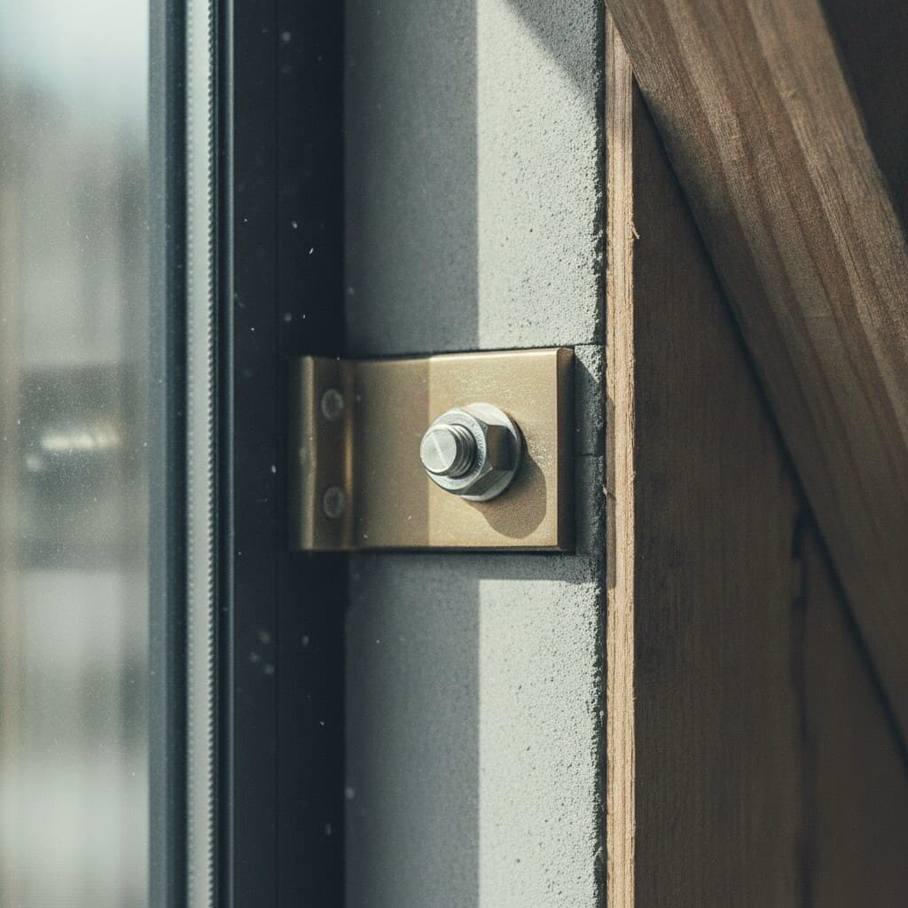 Detail einer verschraubten Aluminiumverbindung